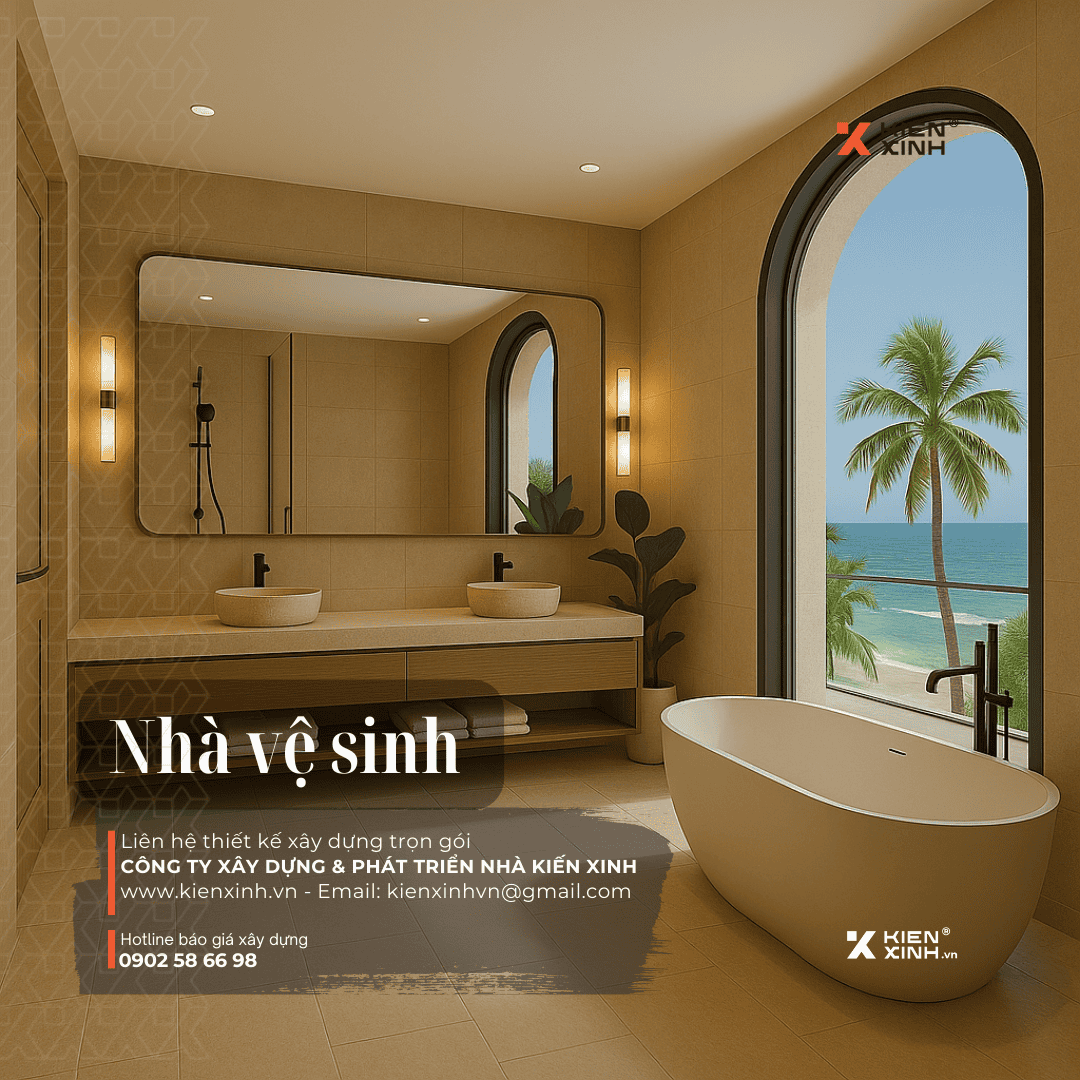 thiết kế nhà vệ sinh có bồn tắm nằm nhìn ra biển