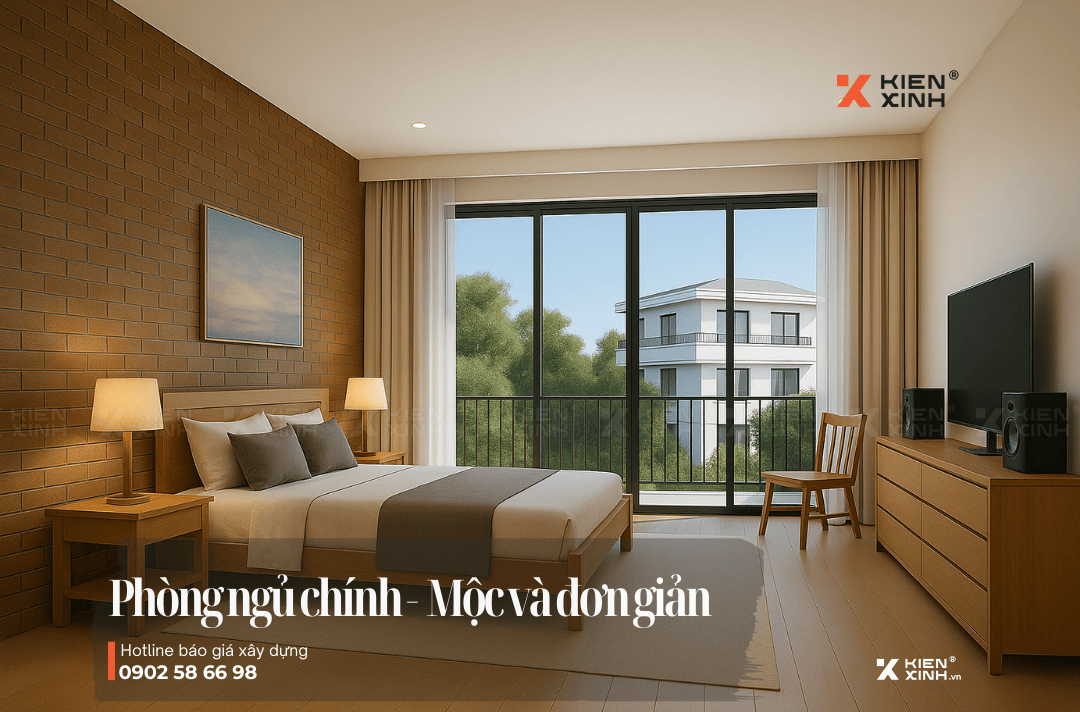 Phòng ngủ master có cụm thay đồ và vệ sinh riêng biệt, sang trọng