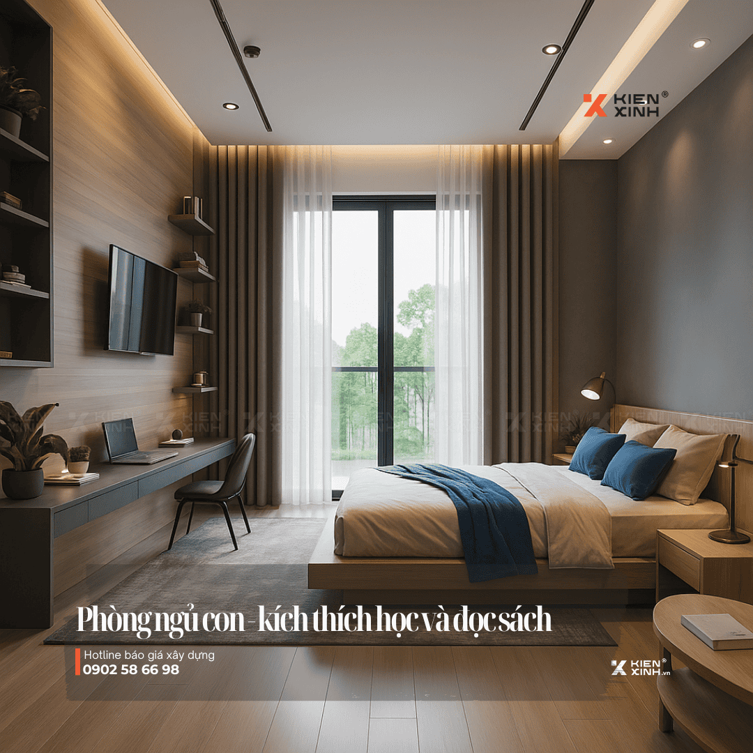 nội thất phòng ngủ con trong căn biệt thự hiện đại bình chánh