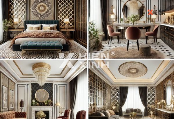 mẫu thiết kế nội thất phong cách Art Deco màu hồng cho căn hộ Palm Heights 105m2 đẹp
